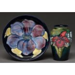 A Moorcroft Orchid vase and Clematis bowl, third quarter 20th c, bowl 14.5cm diam, fragmentary