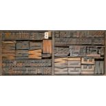 British Letterpress Printing. A case of wood type, (woodletter) first half 20th c