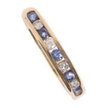 A sapphire and white stone ring, in 9ct gold, import marked London 1990, 1.6g, size M½ Good