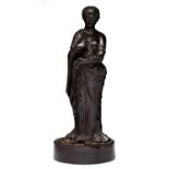 A Wedgwood black basalt figure of Winter, late 18th c, 25cm h, impressed WINTER and mark, the object