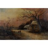 James Edwards (1820-1888) - Cottage in Suffolk, Winter, signed and inscribed verso, oil on canvas,