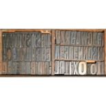 British Letterpress Printing. A case of wood type, (woodletter) first half 20th c, including 'A'