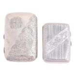 Two silver cigarette cases, 80 and 100mm l, both Birmingham by different makers, 1905 and 1913, 4ozs