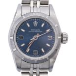 A Rolex stainless steel lady's wristwatch, Oyster Perpetual, Ref 67230, 2003, with blue dial, 24mm