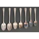 Seven George III and later silver tea and other spoons, 3ozs Some wear