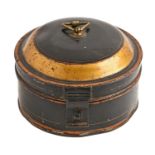 A Victorian japanned tinplate spice box,  with domed lid, the interior divided into six compartments