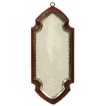 A Victorian facet cut and bevelled frameless mirror, backed on stained wood, 40cm h Good condition