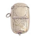 An Edwardian EPNS combination vesta, sovereign  and postage stamp case, 65mm l Good condition