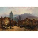 Felice Auguste Rezia (1857-1906) - A Continental Town Scene, signed and dated '85, oil on canvas, 29