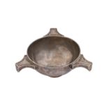 A Scottish Elizabeth II three handled silver quaich, bowl 65mm diam, by Hamilton & Inches, Edinburgh