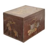 A Japanese brown lacquer table-top box, Taishō/Shōwa period, 18.5cm h, a pair of Chinese softwood