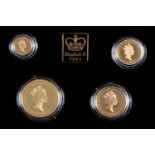 Gold coins. Proof 1oz -  ⅒ oz Britannia four coin set 1993, cased