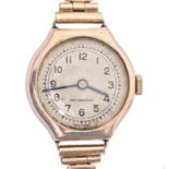 A 9ct gold lady's wristwatch, 21 x 22mm, Chester 1946, on 9ct gold bracelet, 13.3g Movement