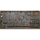 British Letterpress Printing. A case of wood type, (woodletter) first half 20th c