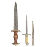 A German, Third Reich SA dagger, Rudolf Buchel Solingen, the crossguard stamped Ns, blade 22cm l and