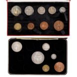 George VI half Crown - Farthing set 1950, BU, boxed and 1937 incomplete set to crown, cased (2