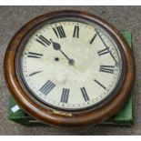 A Victorian mahogany wall clock, with painted dial, 41cm diam Sold with all faults, incomplete