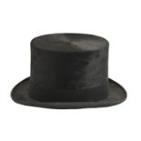 A black silk top hat, by Harrods Ltd London, 52cm circumference, in original cardboard box and two