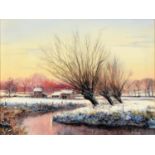 Peter Bearman (1942-2017) - Winter in Norfolk, signed, oil on canvas, 29.5 x 38.5cm and two pictures