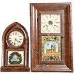 A mahogany shelf clock and a contemporary mahogany wall clock, 19th c, wall clock 65cm h Both