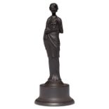 A Wedgwood black basalt figure of a muse, 20th c, 23.5cm h, impressed mark Head re-stuck