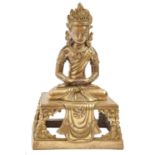 A Chinese brass sculpture of a bodhisattva, circa 18th century, 18.5cm h