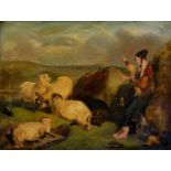 After Sir Edwin Henry Landseer - A Highland Shepherdess and her Flock, oil on canvas, 45 x 60cm