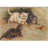 English School, 1899 - Three Playful Kittens, signed with initials GAS and dated, oil on canvas,