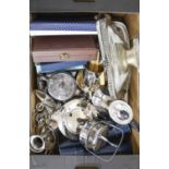 Miscellaneous plated articles, to include a four-piece tea service and flatware Good condition