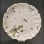 An Italian tin-glazed earthenware dish, possibly Doccia, late 18th c, enamelled with a loose bouquet