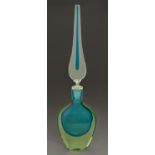 A Venetian mid-century modern Sommerso glass decanter and stopper, the design attributed to