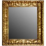 A giltwood waterleaf picture frame, early 20th c, adapted as a mirror, sight 43 x 39cm Good