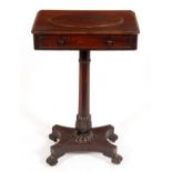 A William IV rosewood jardiniere, in the form of a pedestal table, the zinc lined well to the top