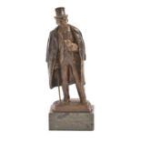 An Austrian or German miniature bronze statuette of "Five in the Morning", cast from a model by