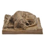 A French bronze sculpture of a hound, cast from a model by Gustave Burel-Tranchard, early 20th c,