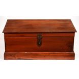 A stained wood blanket chest, early 20th c, with brass hasp, 45cm h; 57 x 103cm Shrinkage cracks and