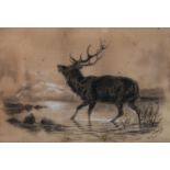 May Gerrard after Sir Edwin Henry Landseer - The Bellowing Stag, two, both signed, black and white