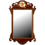 A parcel gilt walnut fretted frame mirror, late 19th c, 81cm h Some faults and repair
