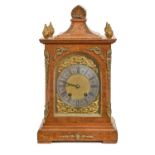 A German walnut clock, early 20th c, Lenzkirch, with gong striking movement, brass dial with