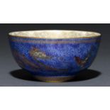A Wedgwood Dragon Lustre Imperial Bowl, c1920, decorated with reigned dragons, 14cm diam, gilt