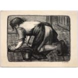 Post Impressionist School, early 20th c - The Housemaid, lithograph, signed in pencil J Mors, 28 x