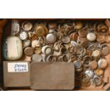 Miscellaneous base metal watches, late 19th - early 20th c, all incomplete and three tins of watch