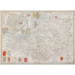 John Speede - Somerset, c1676, double page engraved map, 39 x 52cm Closed split at bottom of fold