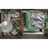 Miscellaneous plated ware, including hollow ware, toast rack, flat ware, etc