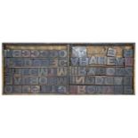 British Letterpress Printing. A case of wood type (woodletter), first half 20th c, including 'A'