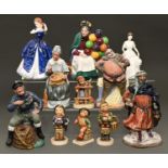 Seven Royal Doulton figures of Good King Wenceslas, Falstaff and others, various sizes and four