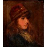 Charles Beatson (1864-1949) - Portrait of a Young Woman in a red cap, head and shoulders, signed,