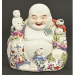 A Chinese famille rose figure of Budai, 20th c, 19cm h Good condition