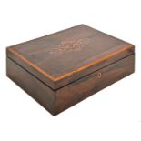 A rosewood and inlaid box, mid 19th c, 32cm l Good condition