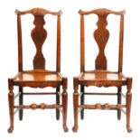Two George III oak and elm chairs, West Midlands Region, with boarded seat, 96/97cm h, seat height